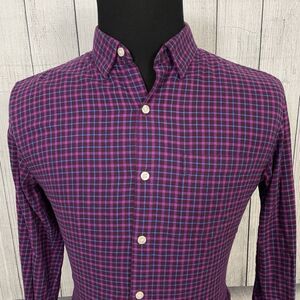 Bonobos Men's Medium Purple Plaid Slim Fit Cotton Button-Front Flannel Shirt
